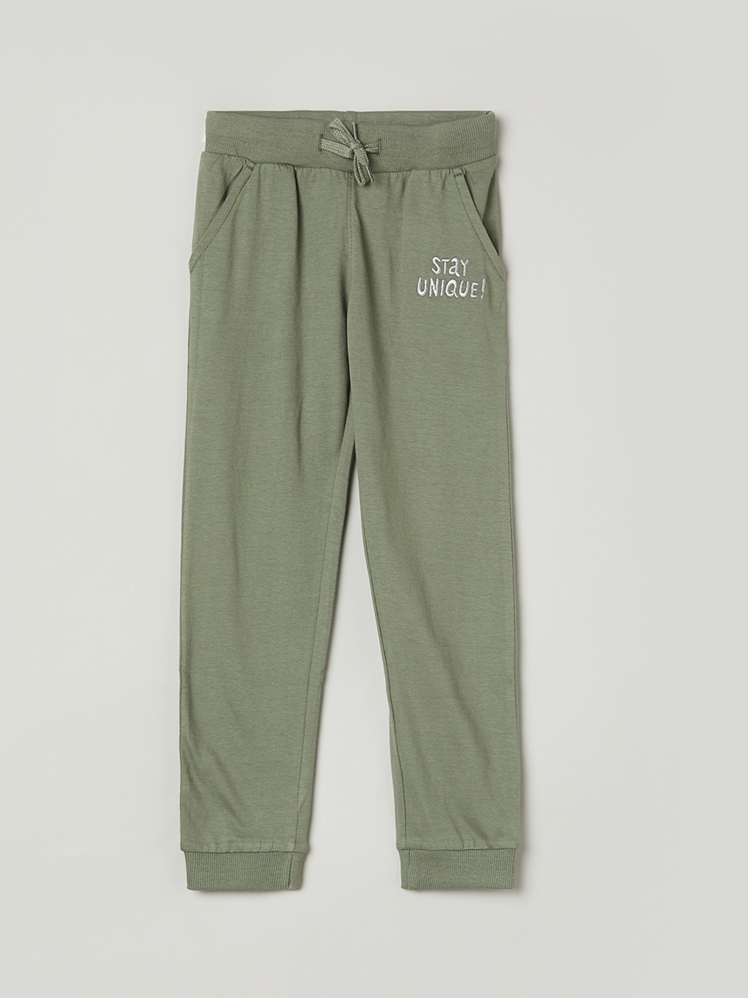 

max Girls Olive Green Cotton Joggers Trousers
