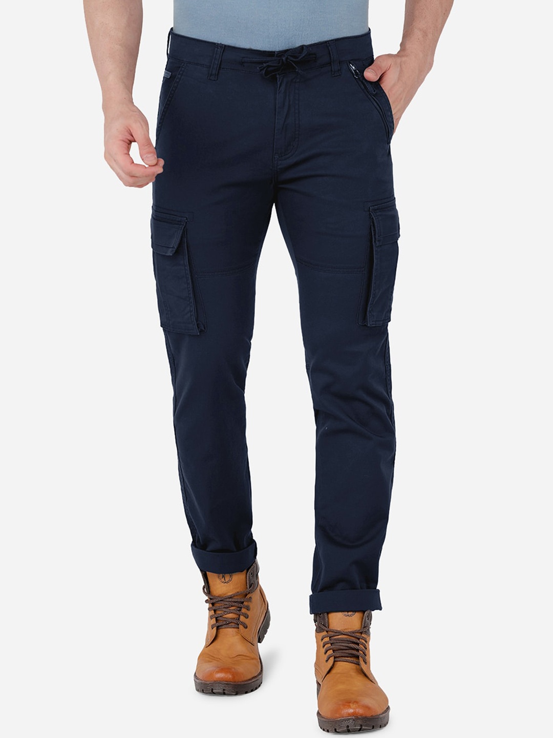 

beevee Men Navy Blue Cargos Trousers