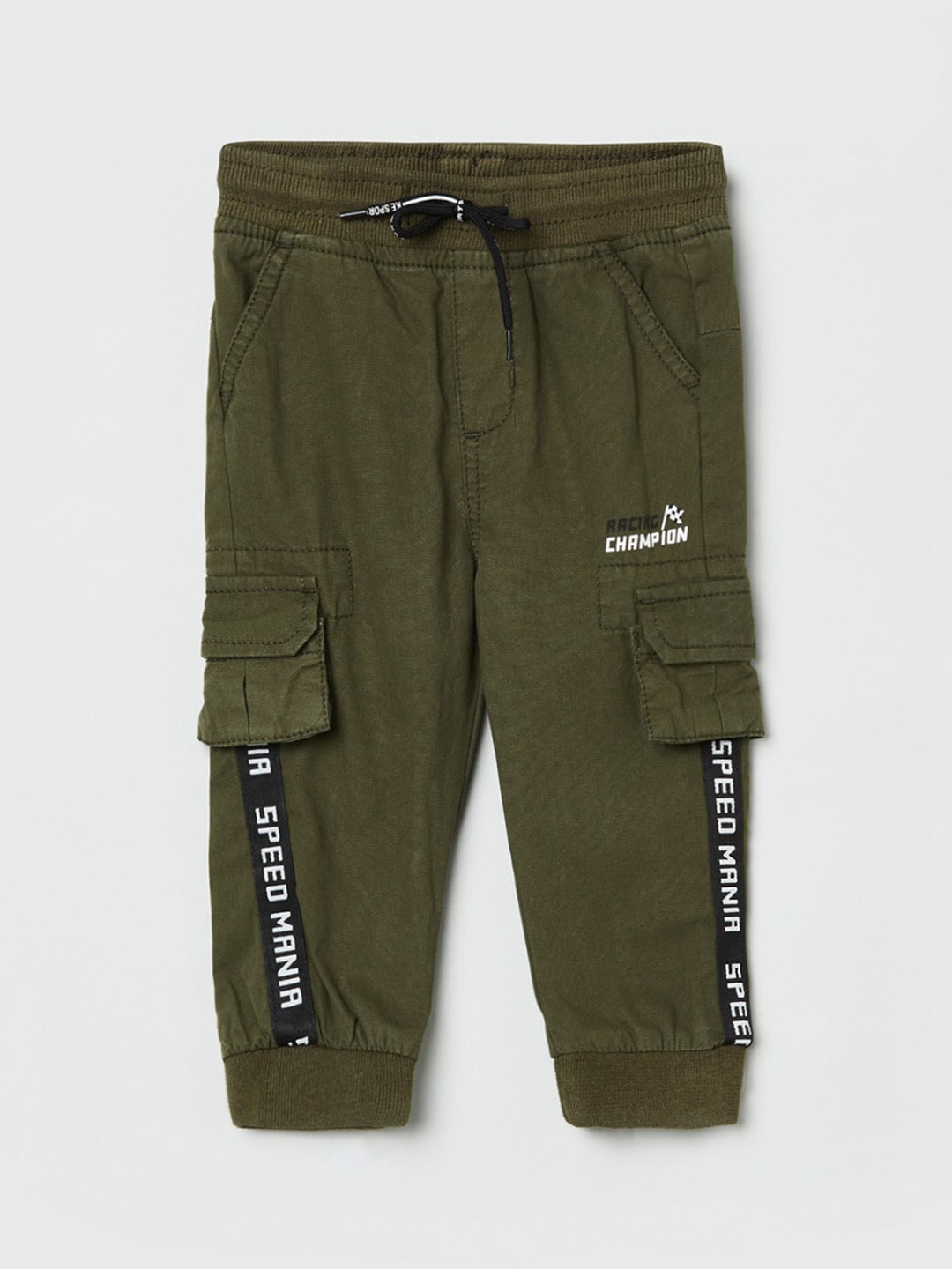 

max Boys Olive Green Cotton Joggers