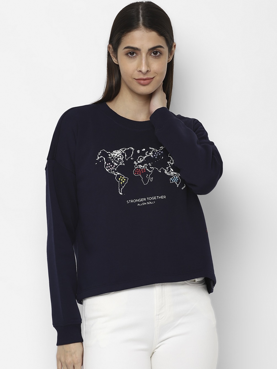 

Allen Solly Woman Women Navy Blue Printed Sweatshirt