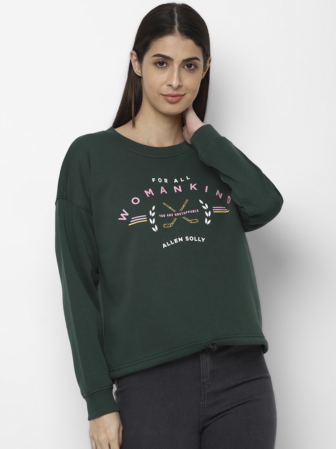 

Allen Solly Woman Green Printed Sweatshirt