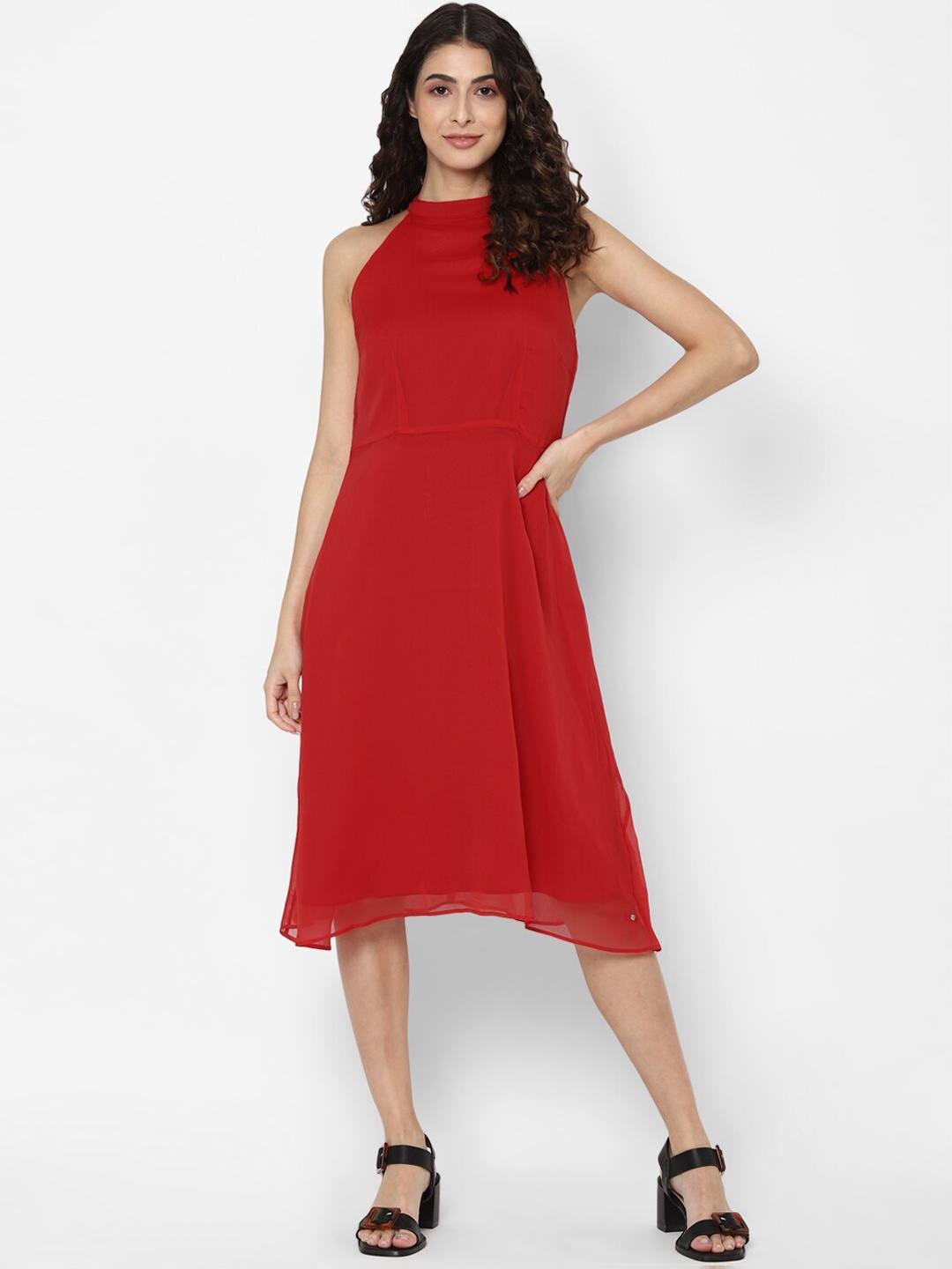 

Allen Solly Woman Red A-Line Midi Dress