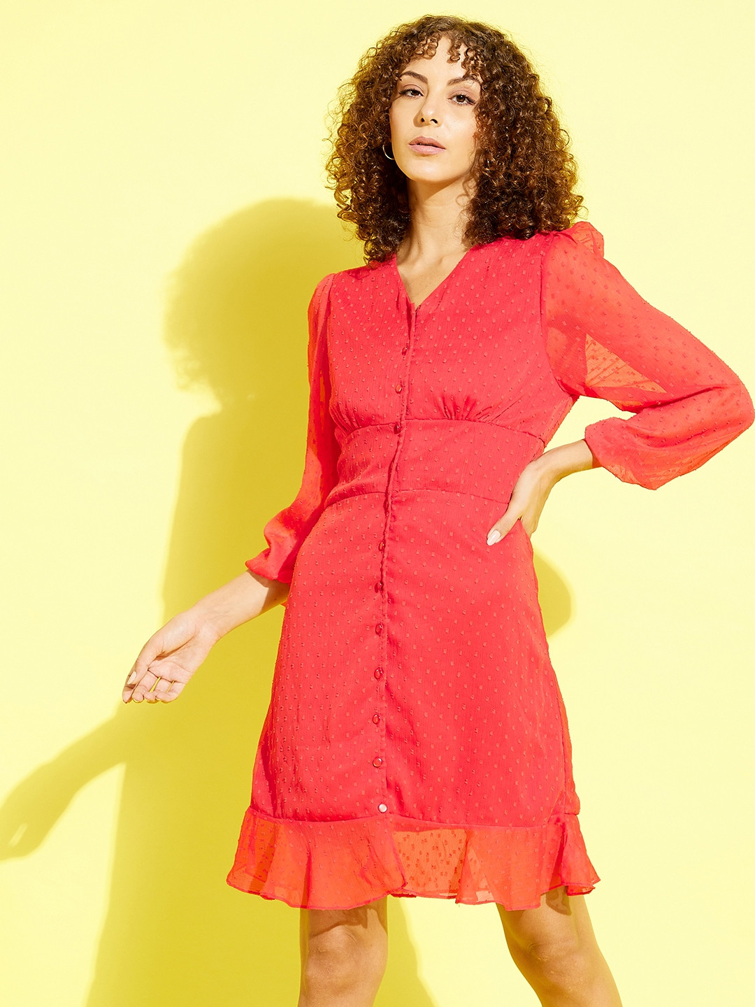 

ANVI Be Yourself Red Chiffon Dress