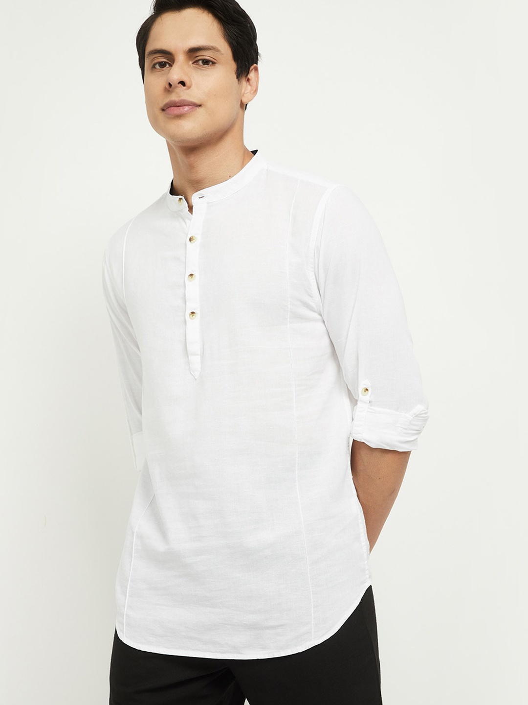 

max Men White Solid Kurta