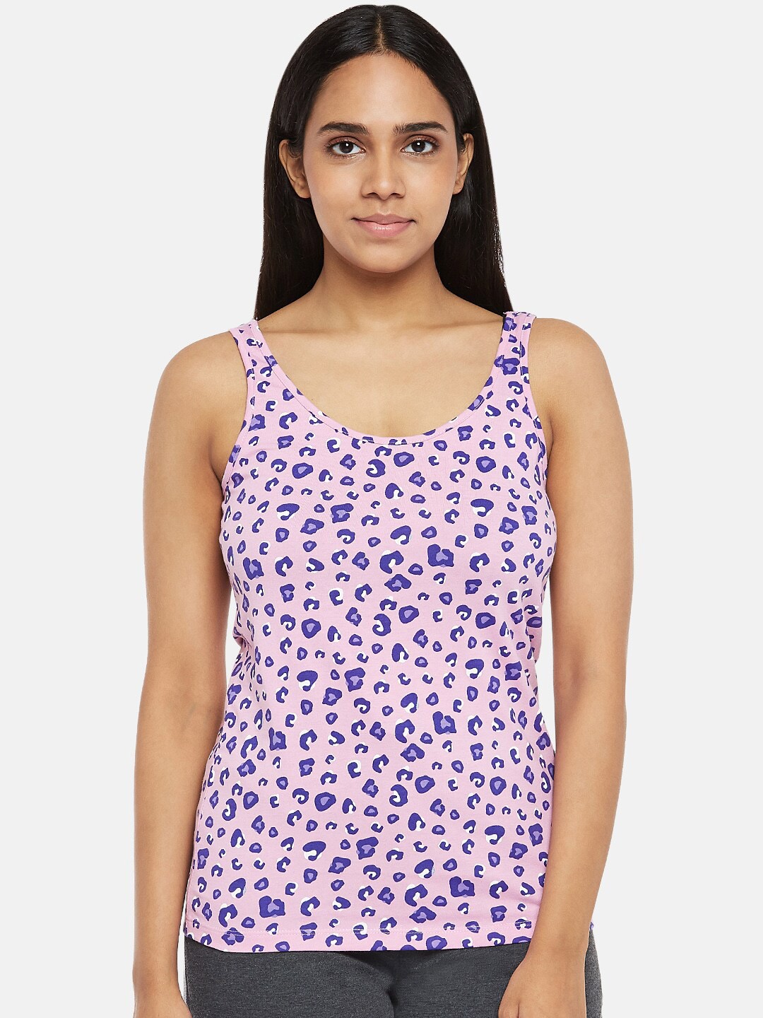 

Dreamz by Pantaloons Pink & Navy Blue Animal Tank Lounge tshirt