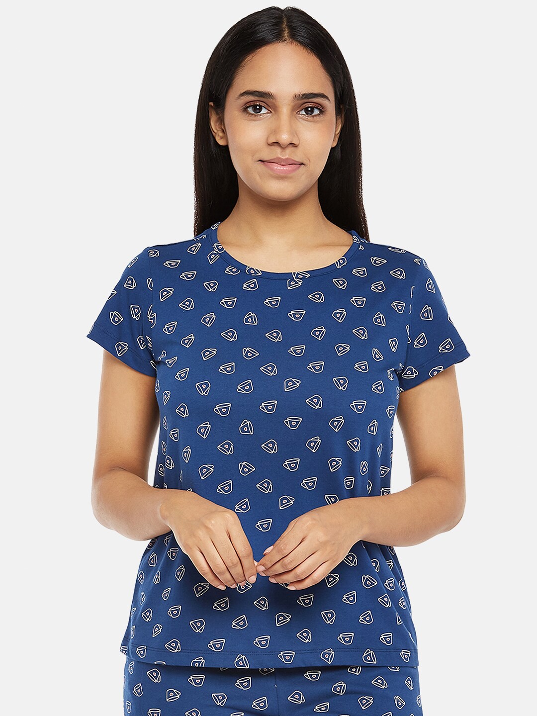 

Dreamz by Pantaloons Women Navy Blue Regular Lounge tshirt