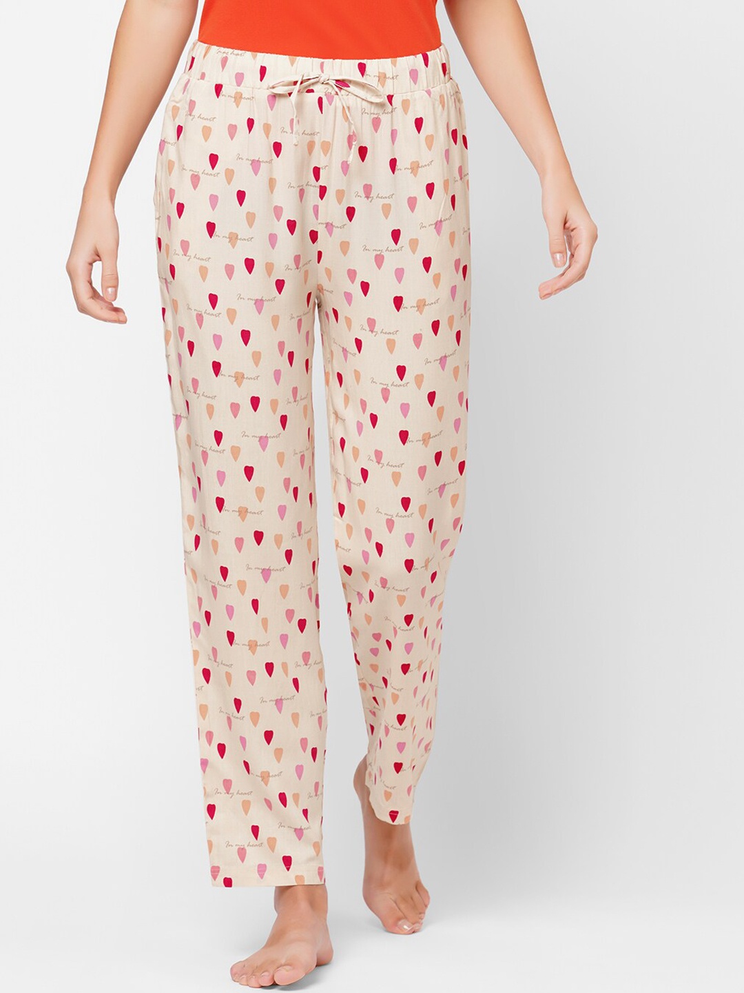 

SOIE Women Peach Super-soft Rayon printed Lounge Pants