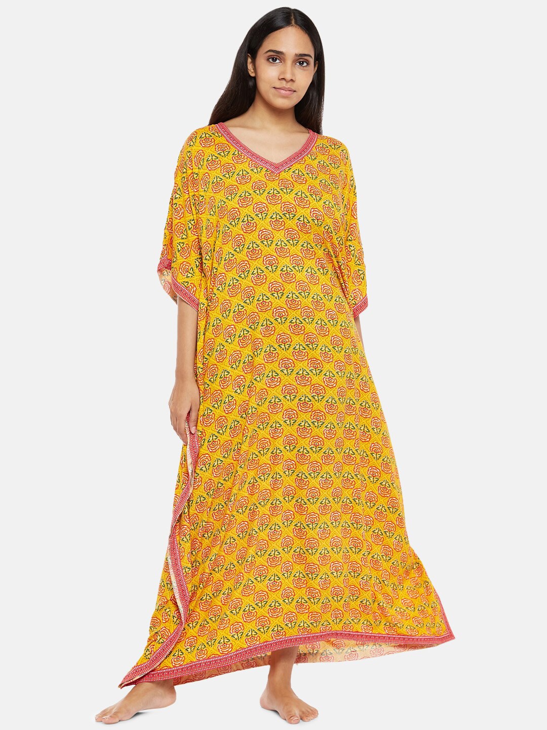 

RANGMANCH BY PANTALOONS Women Mustard Printed