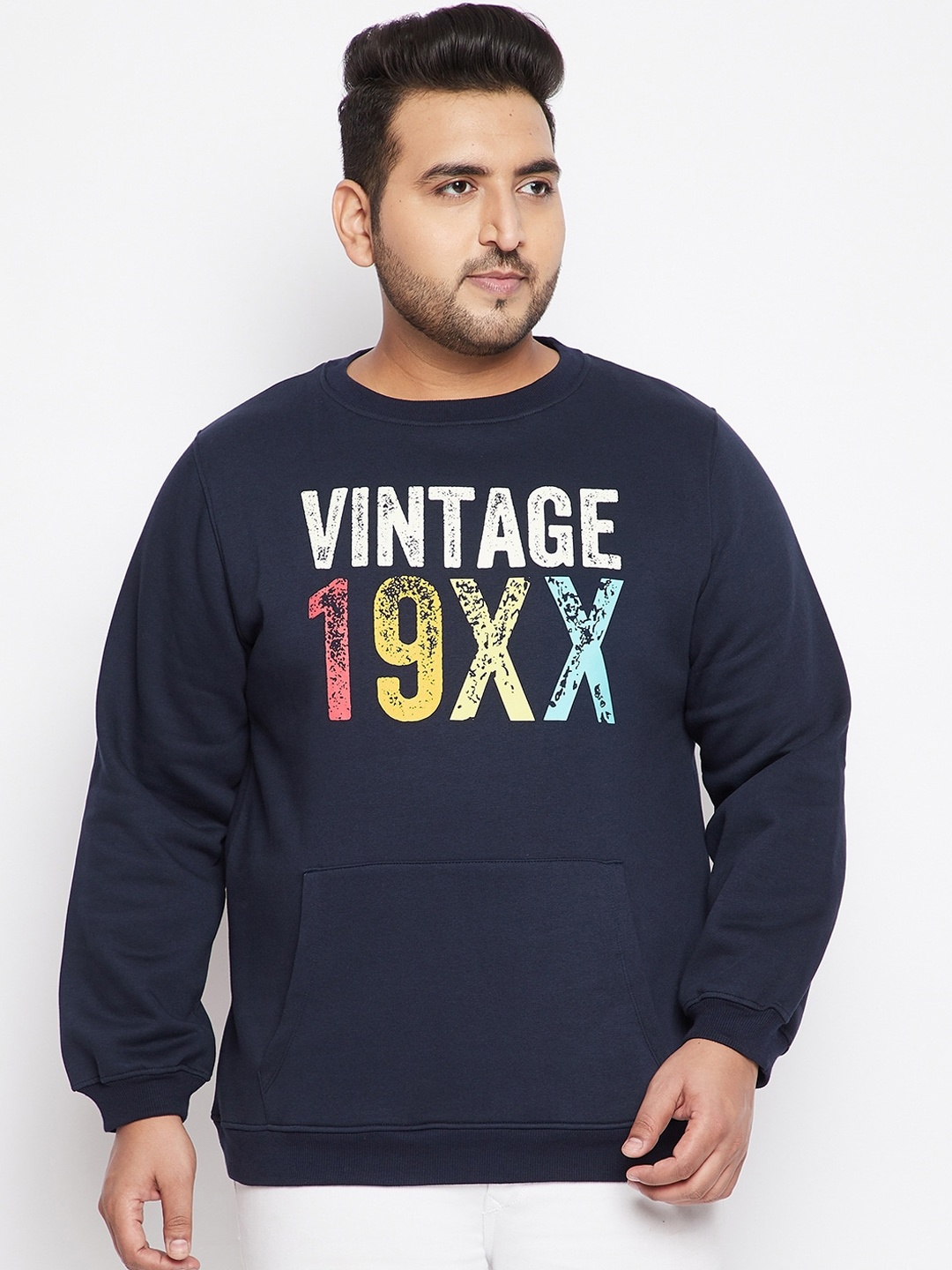 

bigbanana Men Navy Blue Printed Pure Cotton Sweatshirt