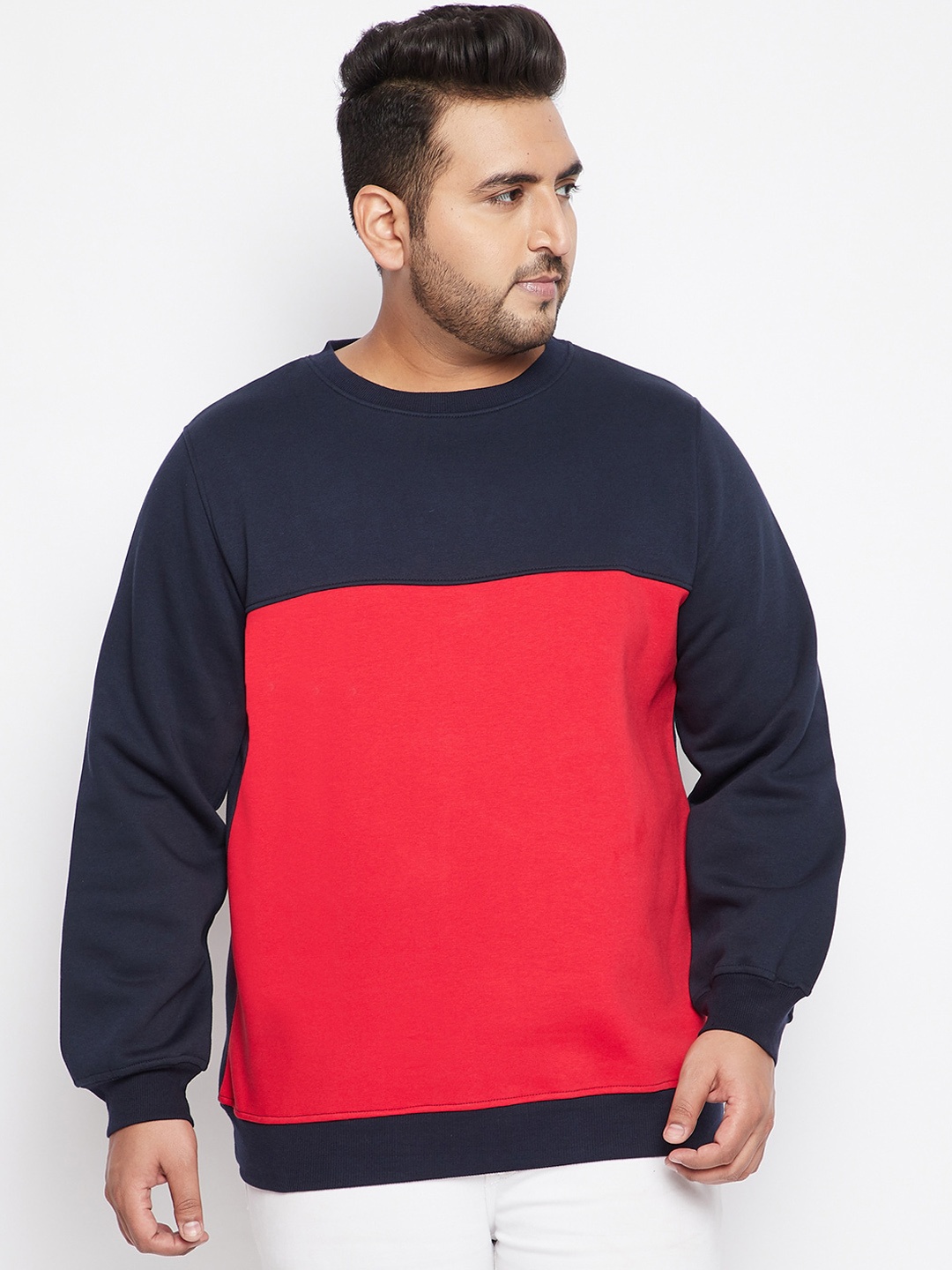 

bigbanana Men Red Colourblocked Pure Cotton Sweatshirt