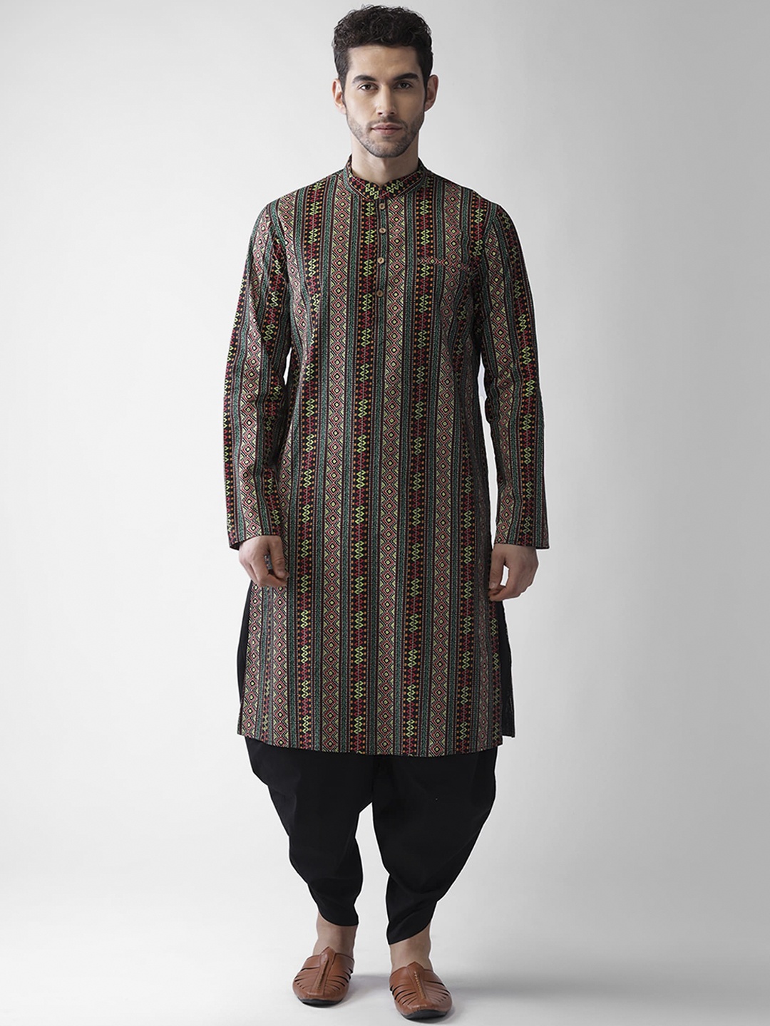 

Vartah Men Multicoloured Printed Regular Kurta with Dhoti Pants, Multi