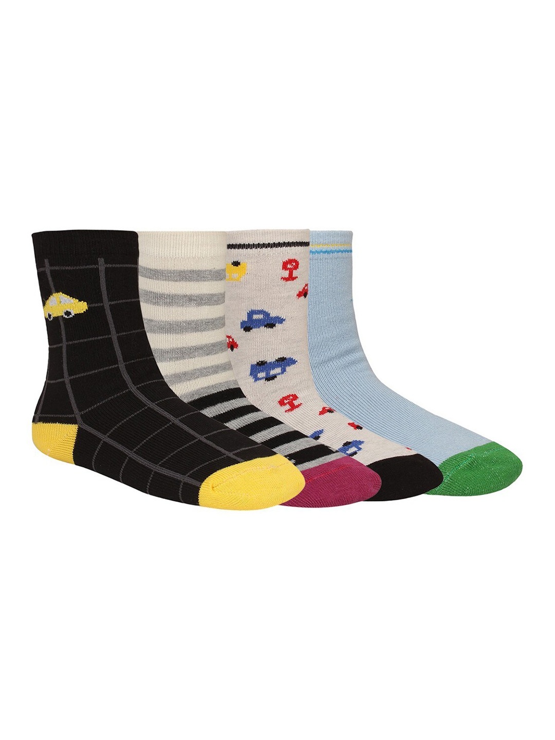 

Creature Unisex Kids Pack Of 4 Assorted Calf-Length Cotton Socks
