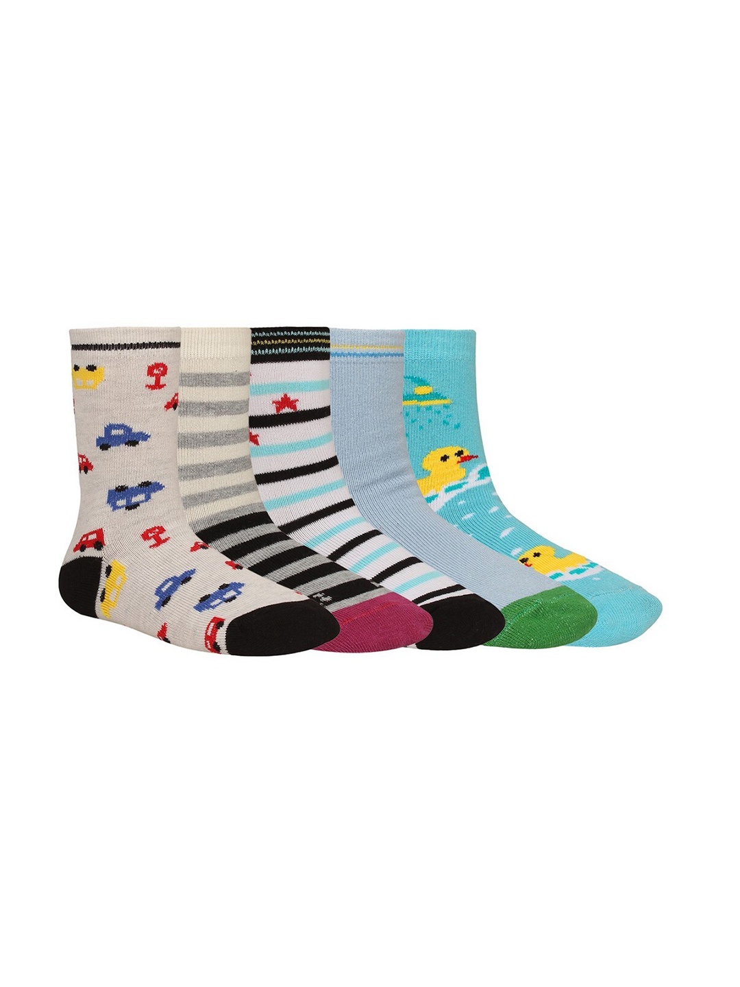 

Creature Unisex Kids Pack of 5 Printed Multicolored Cotton Socks, Multi