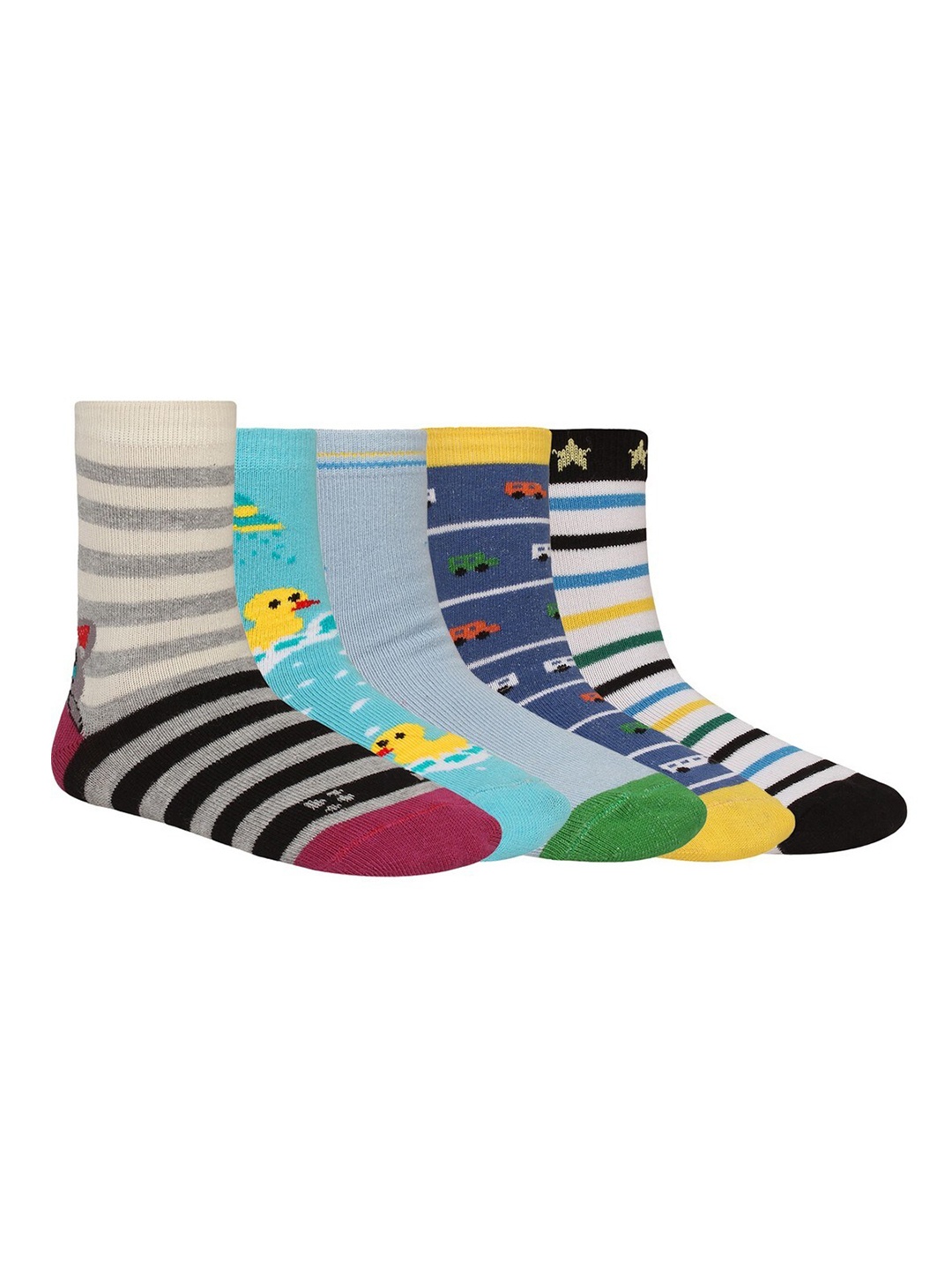 

Creature Unisex Kids Pack of 5 Printed Multicolored Cotton Socks, Multi