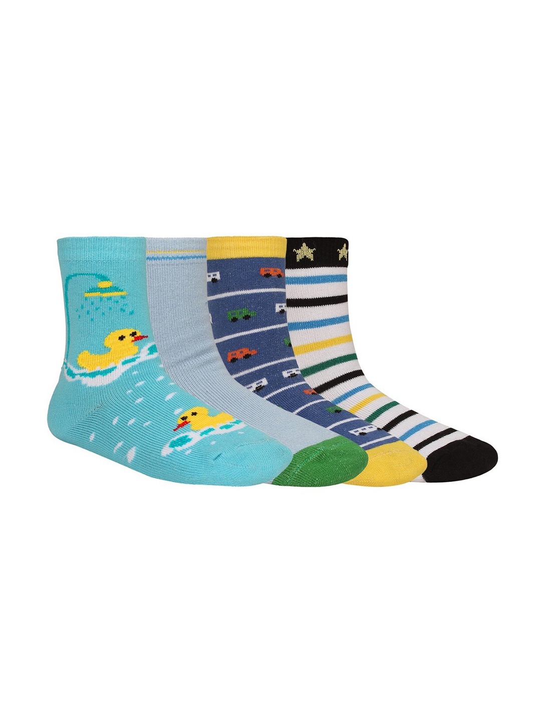 Creature Unisex Kids Pack of 4 Printed Multicolored Cotton Socks, Multi