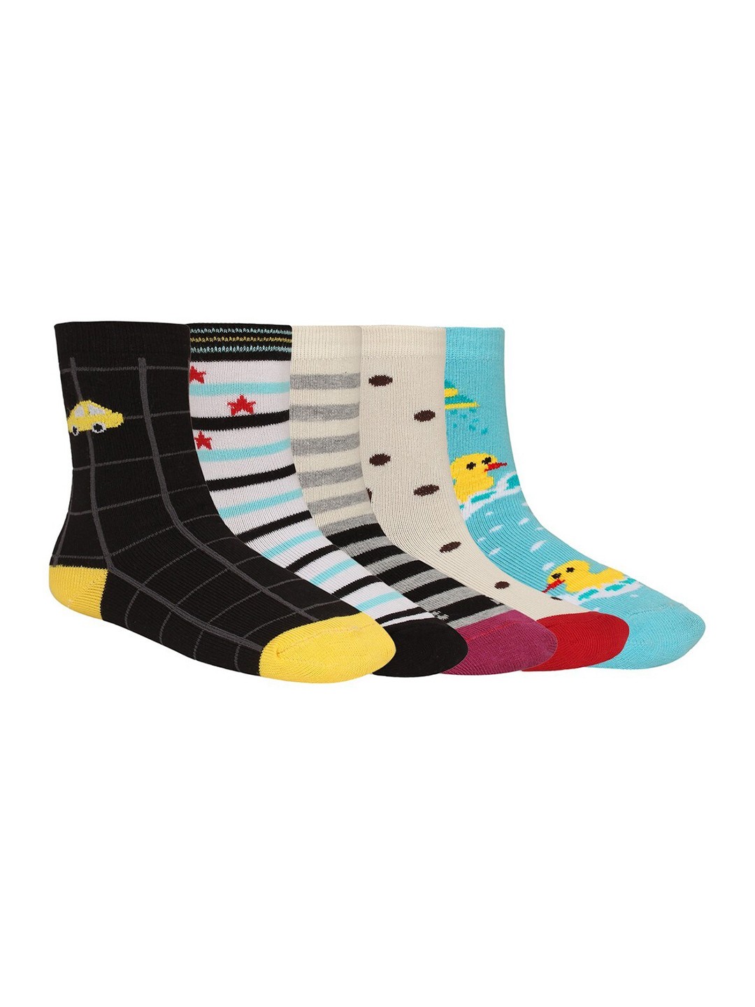 

Creature Unisex Pack of 5 Printed Multicolored Cotton Socks, Multi