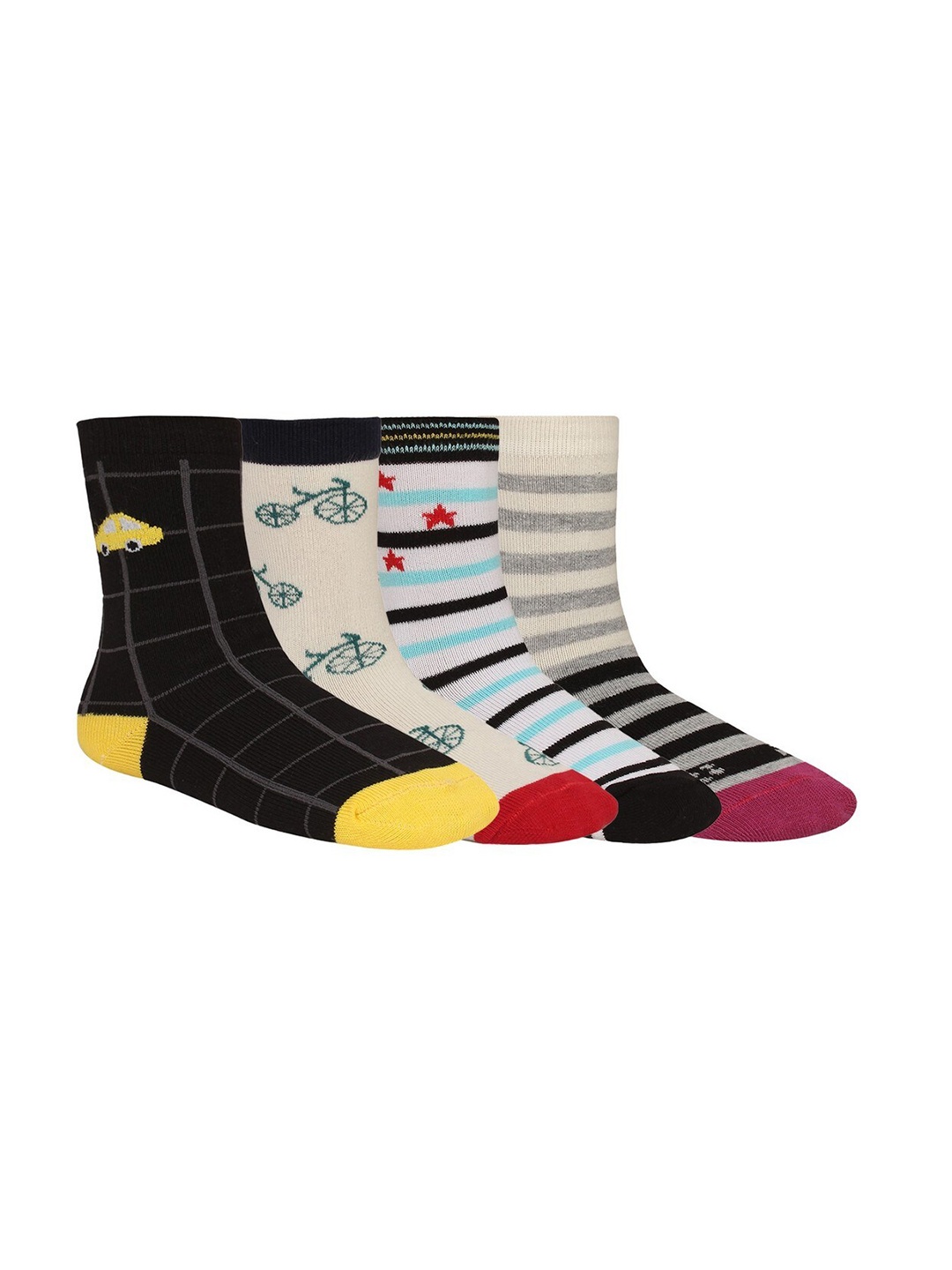 

Creature Unisex Kids Pack of 4 Printed Multicolored Cotton Socks, Multi