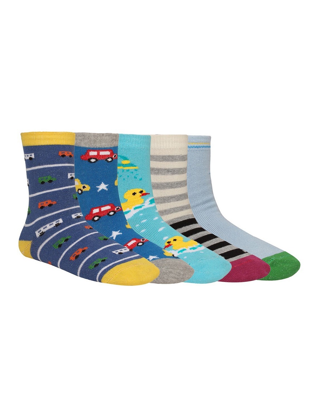 

Creature Unisex Kids Pack of 5 Printed Multicolored Cotton Socks, Multi