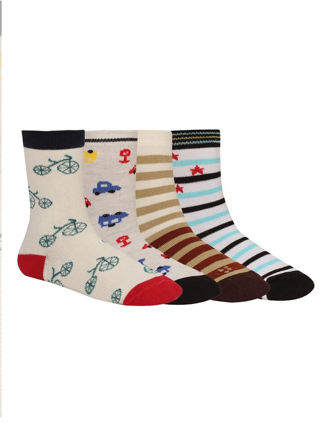 

Creature Unisex Kids Pack Of 4 Assorted Calf-Length Cotton Socks, Multi