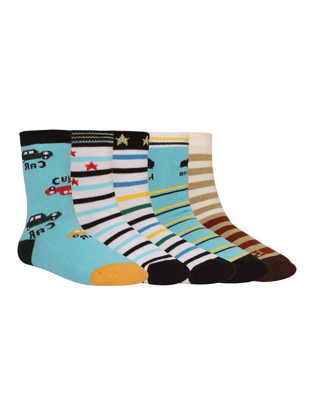

Creature Unisex Kids Pack of 5 Printed Multicolored Cotton Socks, Multi