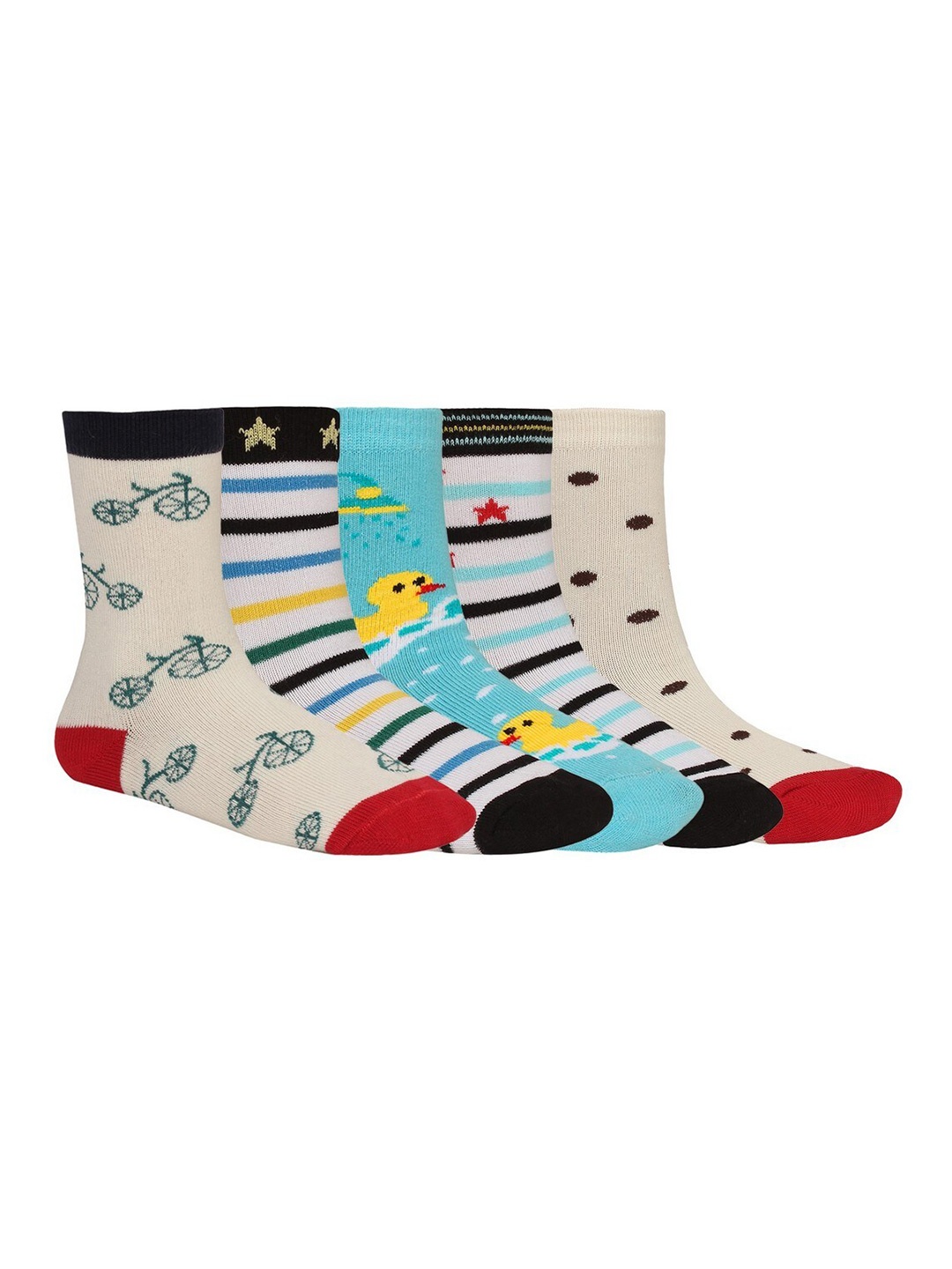 

Creature Unisex Kids Pack of 5 Printed Multicolored Cotton Socks, Multi