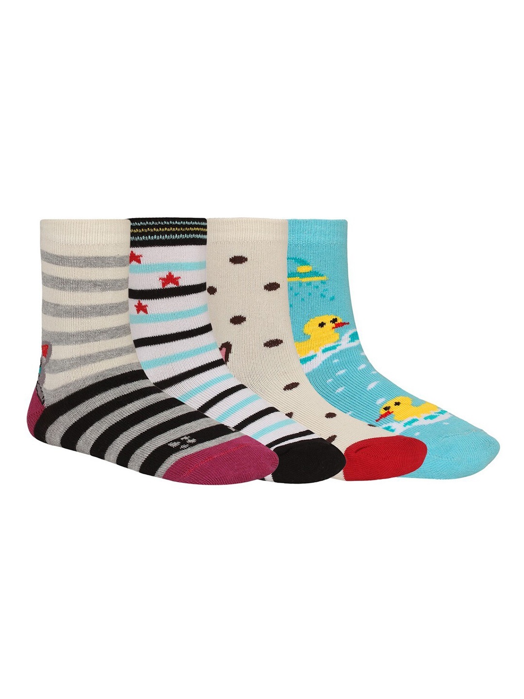 

Creature Unisex Kids Pack of 4 Printed Multicolored Cotton Socks, Multi