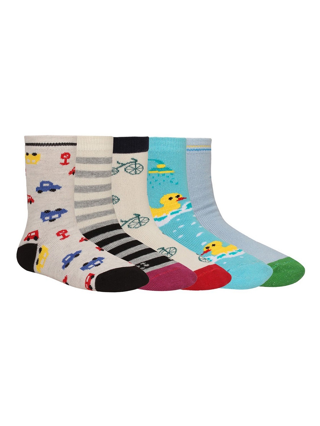 

Creature Unisex Kids Pack of 5 Printed Multicolored Cotton Socks, Multi