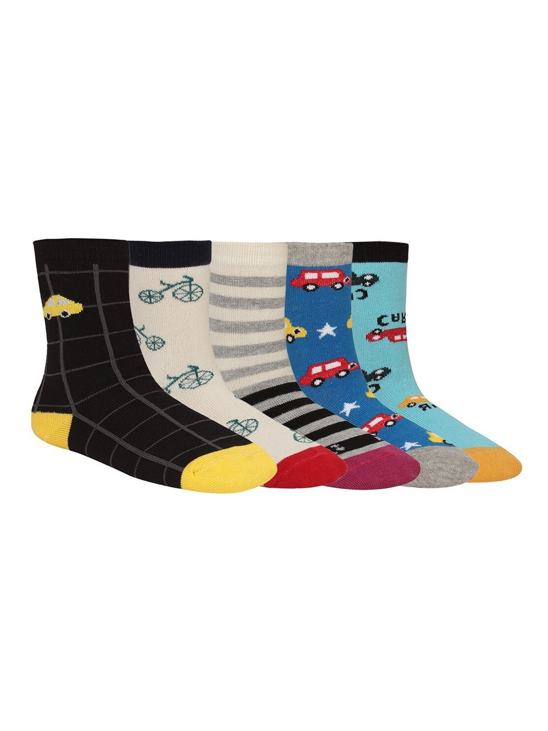 

Creature Kids Pack Of 5 Assorted Calf-Length Cotton Socks, Black