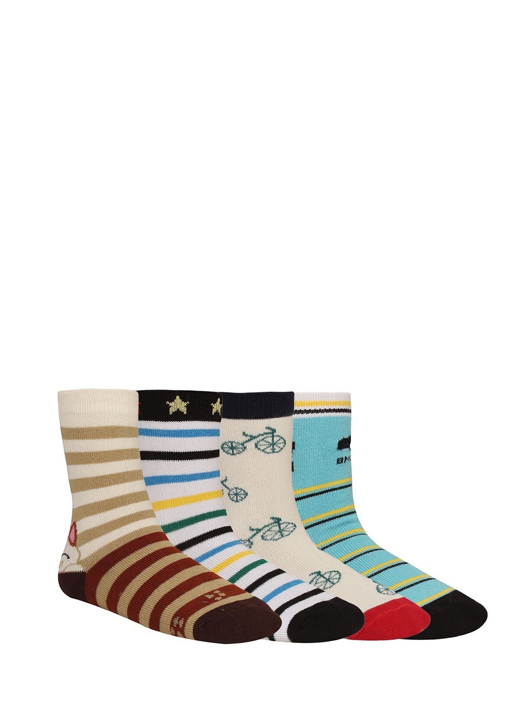 

Creature Unisex Kids Pack of 4 Printed Multicolored Cotton Socks, Multi