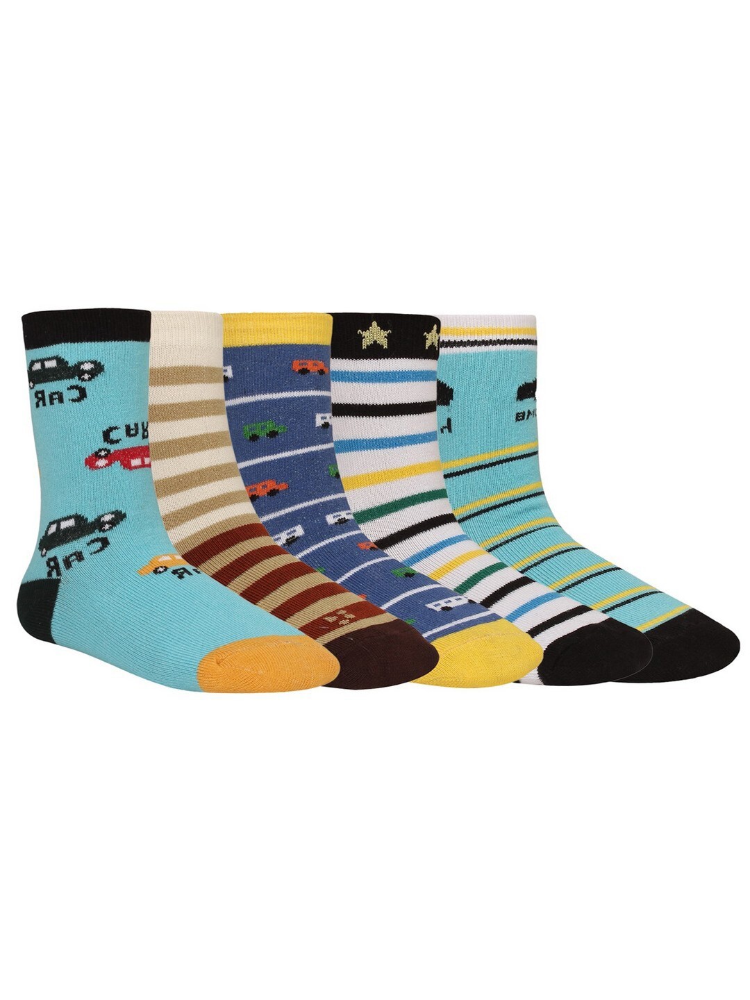 

Creature Unisex Kids Pack of 5 Printed Multicolored Cotton Socks, Multi