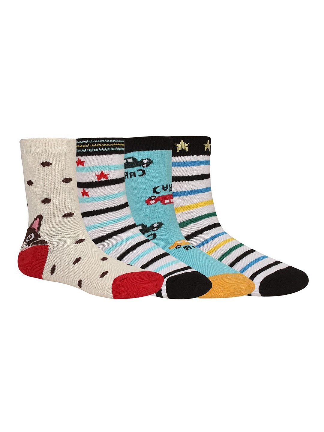 

Creature Kids Pack Of 4 Assorted Patterned Calf-Length Socks