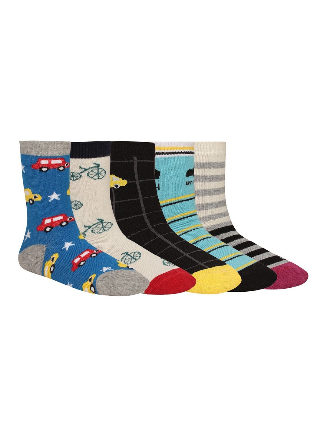 

Creature Unisex Kids Pack of 5 Printed Multicolored Cotton Socks, Multi