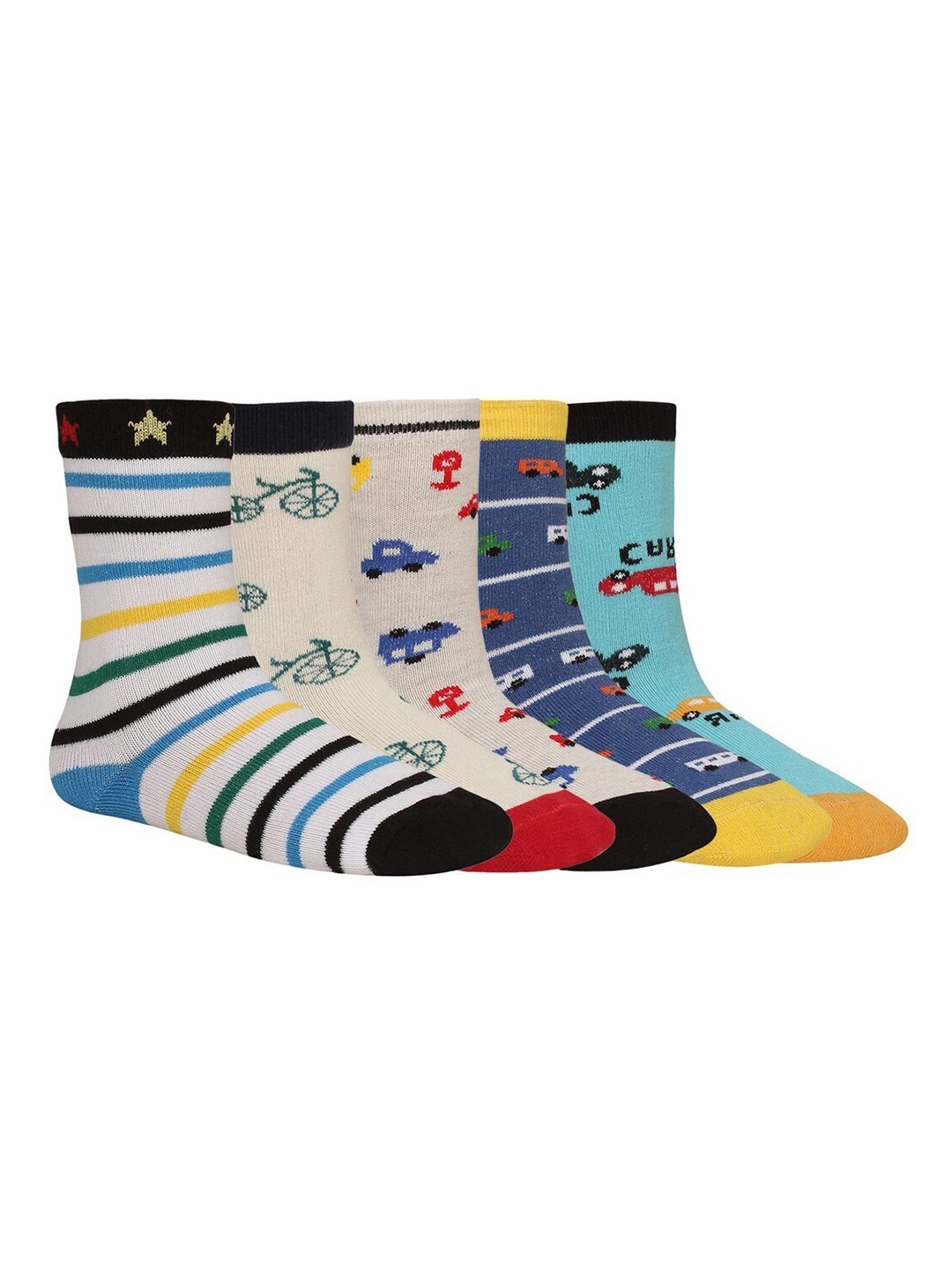 

Creature Unisex Kids Pack of 5 Printed Multicolored Cotton Socks, Multi