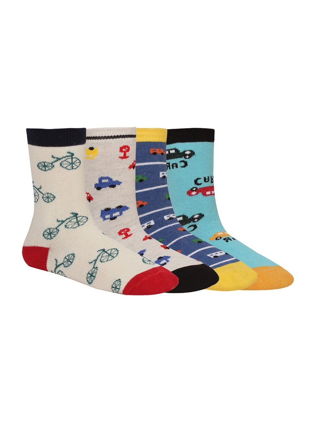 

Creature Unisex Kids Pack of 4 Printed Multicolored Cotton Socks, Multi