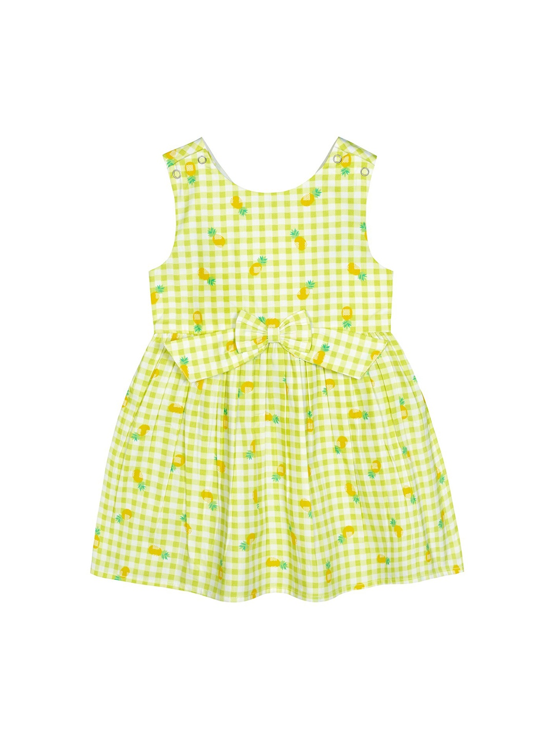 

Budding Bees Girls Lime Green & White Checked Dress