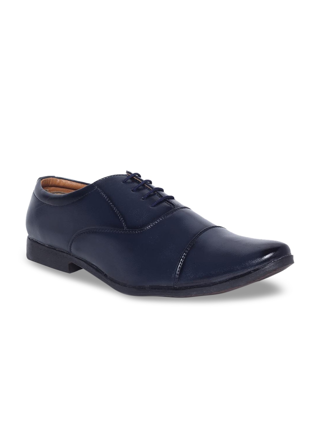 

MUTAQINOTI Men Navy Blue Solid Formal Oxfords