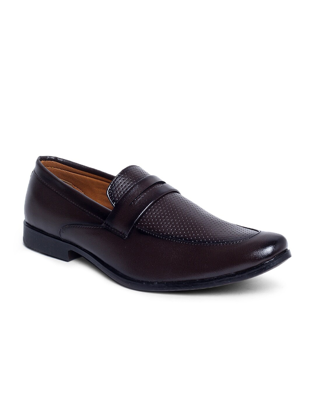 

MUTAQINOTI Men Brown Textured Formal Loafers