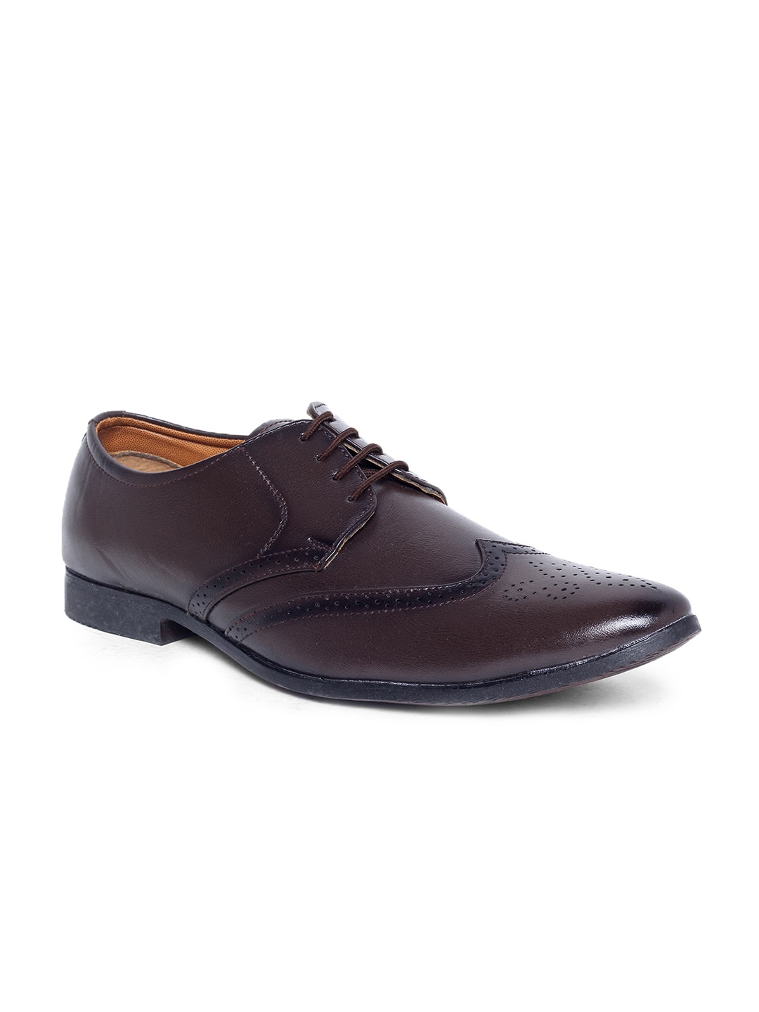 

MUTAQINOTI Men Brown Textured Formal Oxfords
