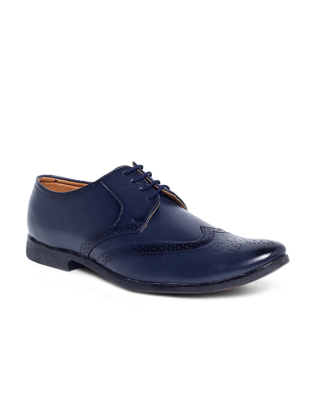 

MUTAQINOTI Men Blue Textured Formal Oxfords