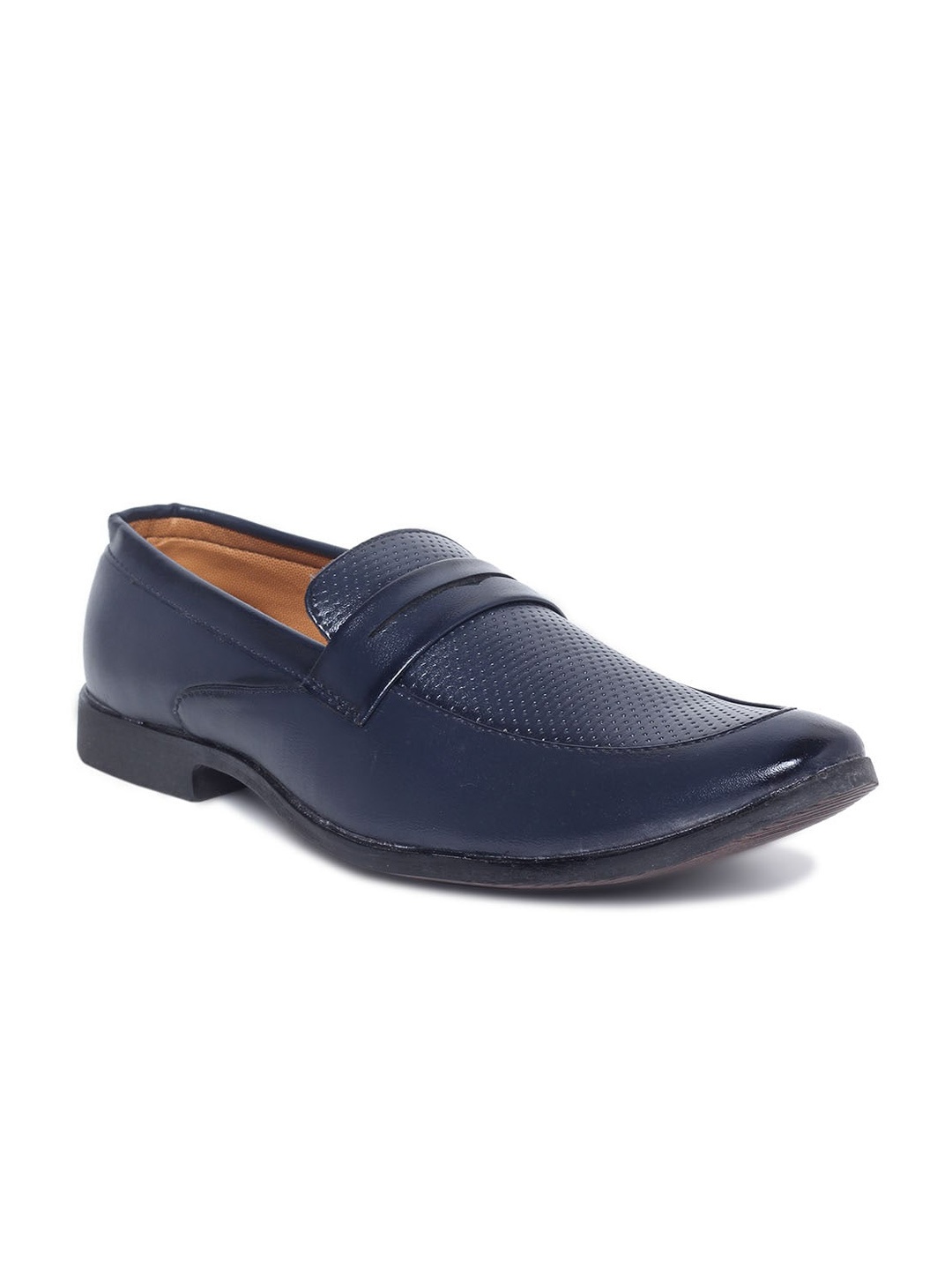 

MUTAQINOTI Men Navy Blue Textured Formal Loafers