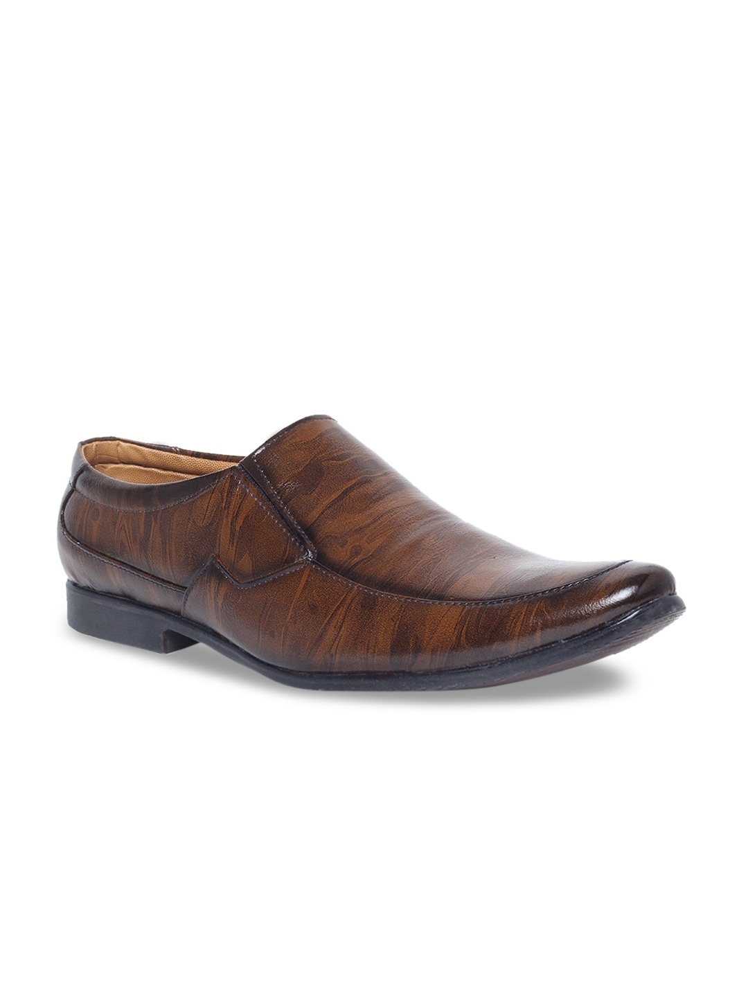 

MUTAQINOTI Men Brown Solid Formal Slip-Ons Shoes