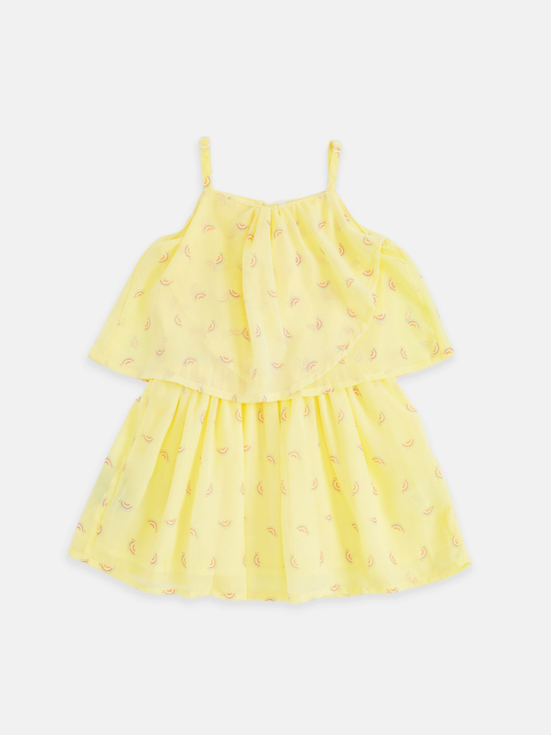 

Pantaloons Junior Yellow & Red Layered Georgette A-Line Dress