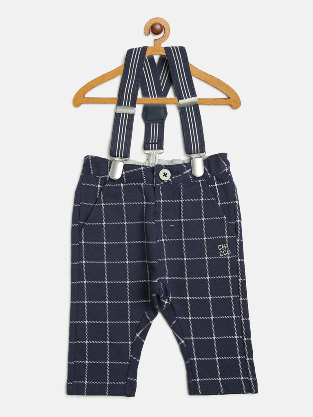 

Chicco Boys Navy Blue Checked Better Cotton Regular Trousers