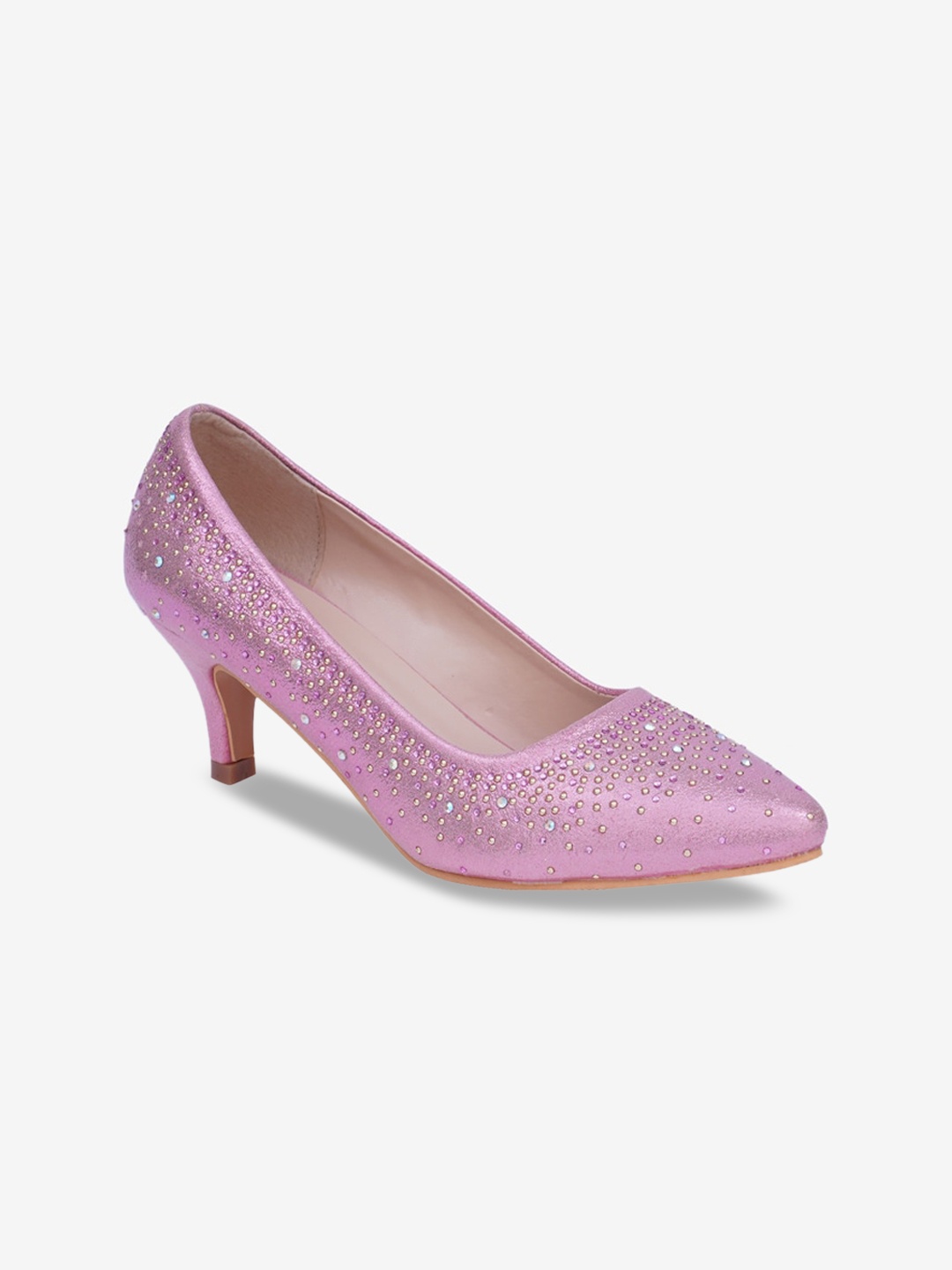 

Sherrif Shoes Women Pink Embellished Party Kitten Pumps