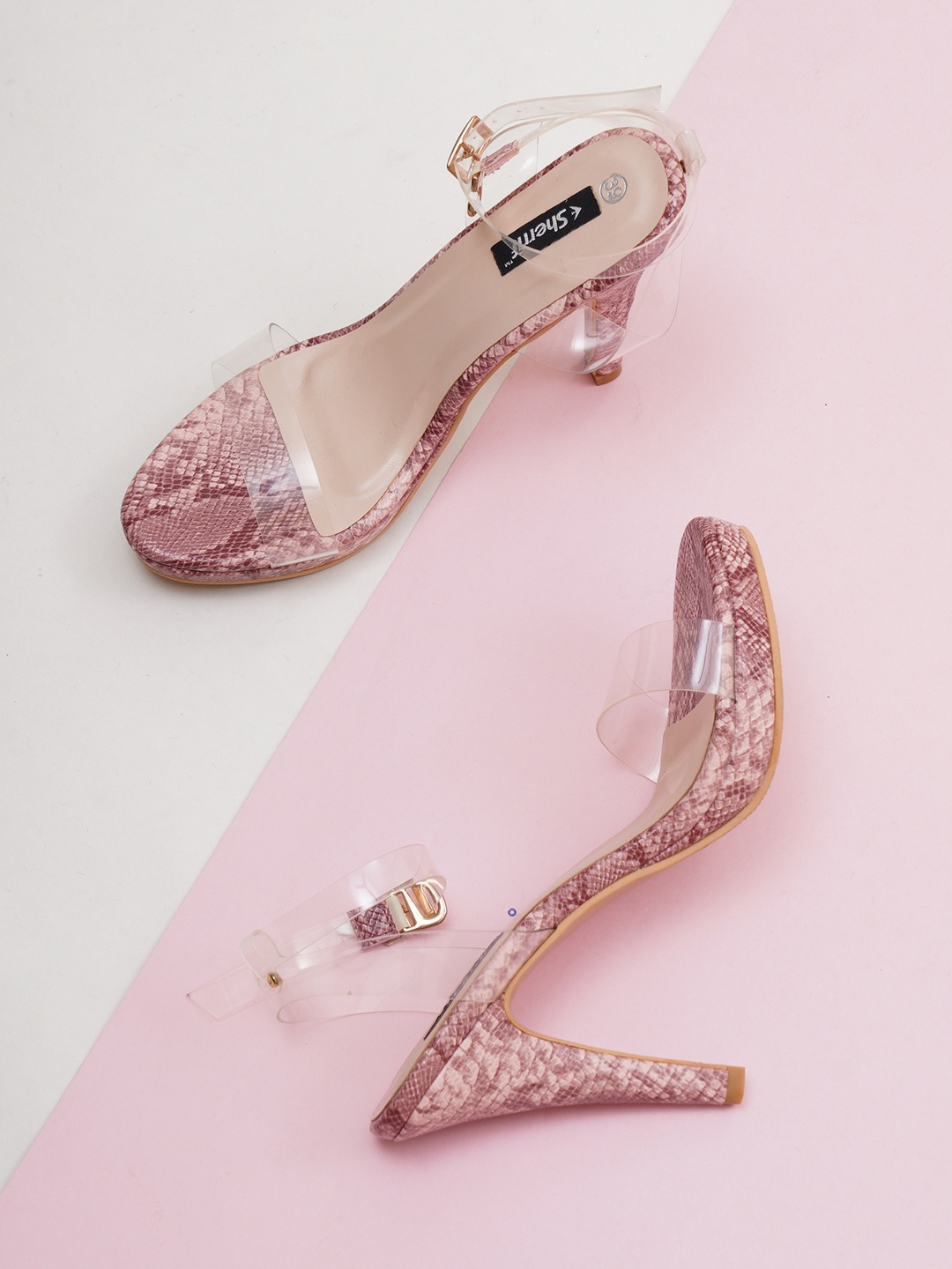 

Sherrif Shoes Women Transparent & Pink Party Stiletto Heels