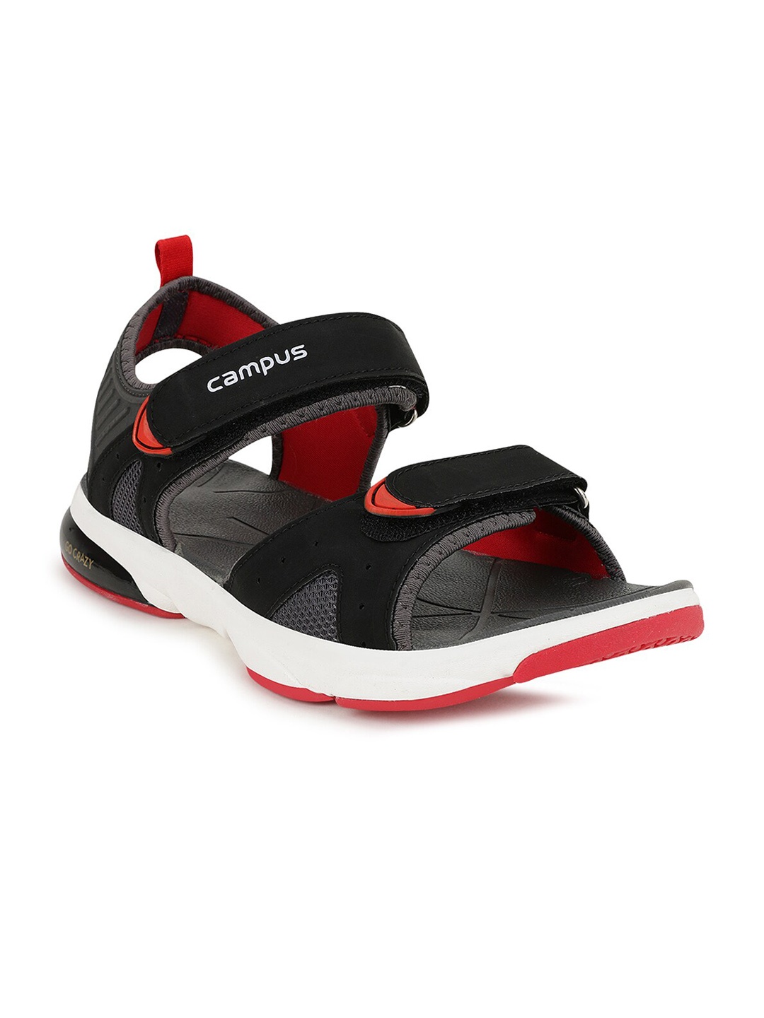 

Campus Men Grey & Black Textured Sports Sandals