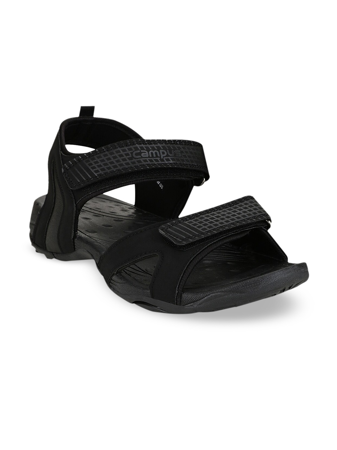 

Campus Men Black Textured Sports Sandals