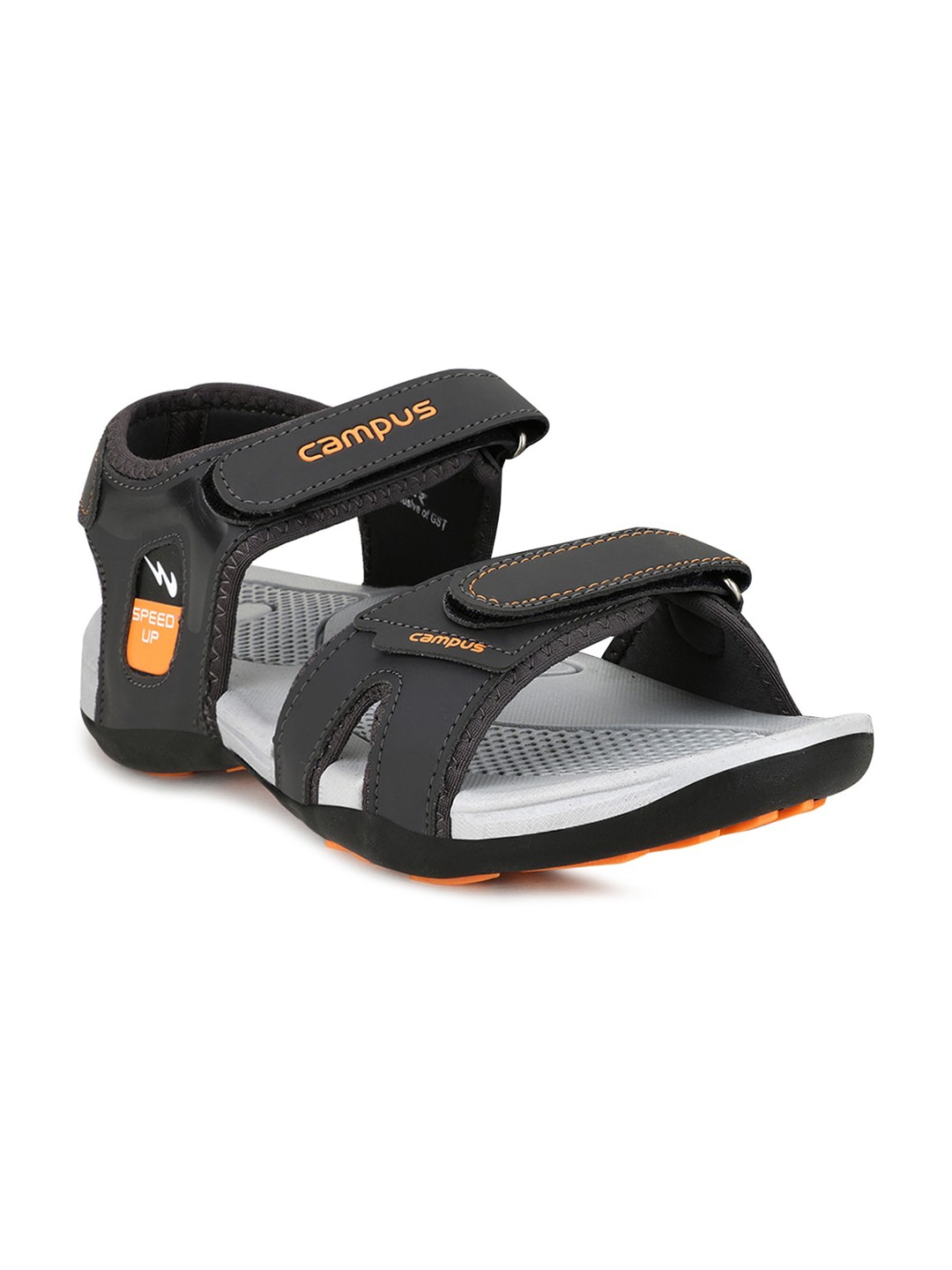 

Campus Men Grey & Black Solid Sports Sandals