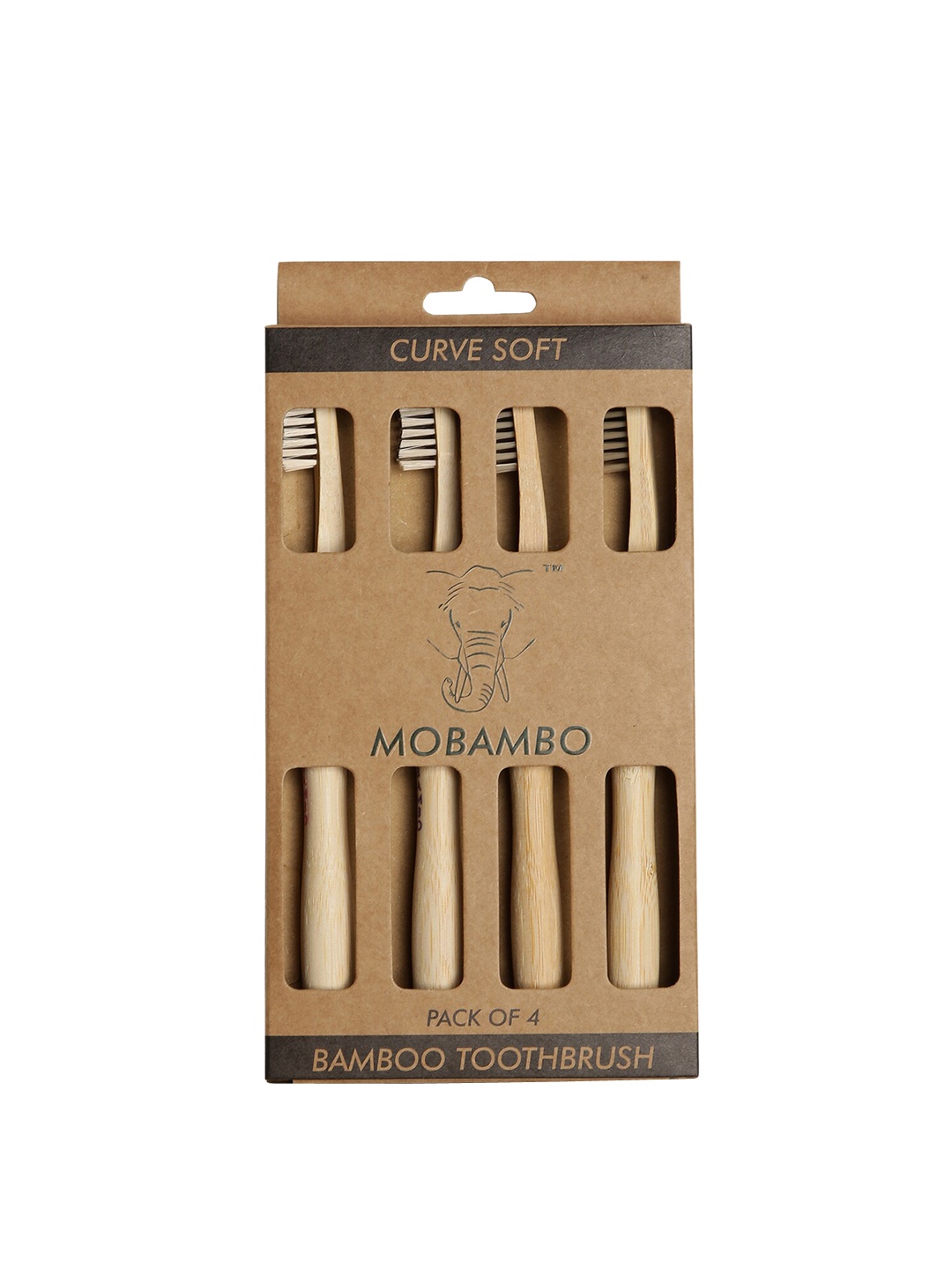 

MOBAMBO Brown Set Of 4 Curve Soft Bamboo Toothbrush