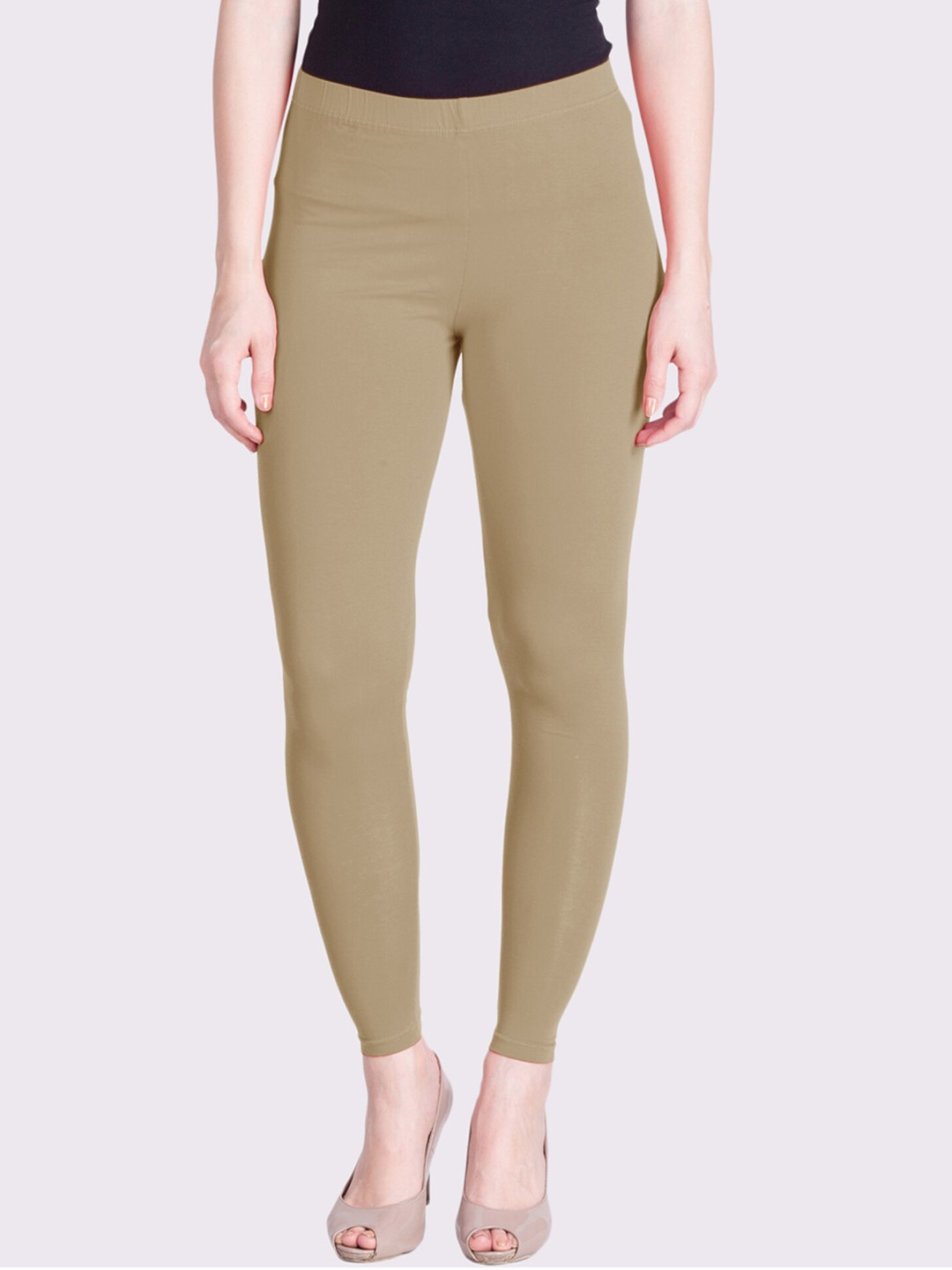 

LYRA Women Beige Solid Cotton Ankle-Length Leggings